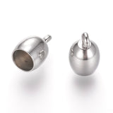 Tarnish Resistant 304 Stainless Steel Cord Ends, End Caps, Oval, Stainless Steel Color, 10.5x7mm, Hole: 2.4mm, 50pc/Set