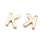 304 Stainless Steel Charms, Alphabet, Golden, Letter A~Z, 11x6~12x0.8mm, Hole: 1mm, 26pcs/set