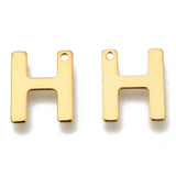 304 Stainless Steel Letter Charms, Initial Charms, Alphabet Charms, Letter A~Z, 11x6~12x0.8mm, Hole: 1mm, 100pcs/Set