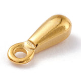 304 Stainless Steel Charms, Chain Extender Drop, Teardrop, Golden, 7.5x2.5x2.3mm, Hole: 1mm, 100pc/Set