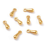 304 Stainless Steel Charms, Chain Extender Drop, Teardrop, Golden, 7.5x2.5x2.3mm, Hole: 1mm, 100pc/Set