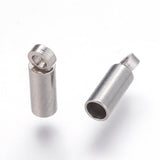 Tarnish Resistant 304 Stainless Steel Cord Ends, End Caps, Stainless Steel Color, 8x2.5mm, Hole: 1.5mm, Inner Diameter: 2mm, 100pc/Set