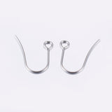 304 Stainless Steel Earring Hooks, Ear Wire, with Horizontal Loop, Stainless Steel Color, 18x15mm, Hole: 2mm, 21 Gauge, Pin: 0.7mm, 100pcs/Set