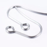 304 Stainless Steel Earring Hooks, Ear Wire, with Horizontal Loop, Stainless Steel Color, 18x15mm, Hole: 2mm, 21 Gauge, Pin: 0.7mm, 100pcs/Set