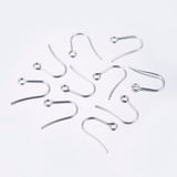 304 Stainless Steel Earring Hooks, Ear Wire, with Horizontal Loop, Stainless Steel Color, 18x15mm, Hole: 2mm, 21 Gauge, Pin: 0.7mm, 100pcs/Set