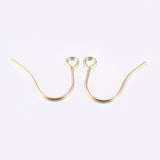 304 Stainless Steel Earring Hooks, Ear Wire, with Horizontal Loop, Real 18k Gold Plated, 18x15mm, Hole: 2mm, 21 Gauge, Pin: 0.7mm, 100pcs/Set