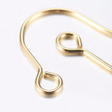 304 Stainless Steel Earring Hooks, Ear Wire, with Horizontal Loop, Real 18k Gold Plated, 18x15mm, Hole: 2mm, 21 Gauge, Pin: 0.7mm, 100pcs/Set