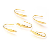 316 Surgical Stainless Steel Earring Hooks, Ear Wire, with Vertical Loop, Real 18k Gold Plated, 20x4.5x1mm, Hole: 1.2mm, 20 Gauge, Pin: 0.8mm, 100pc/Set