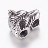 304 Stainless Steel Beads, Wolf Head, Antique Silver, 14x11x11mm, Hole: 2mm, 10pc/Set