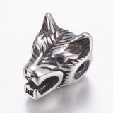 304 Stainless Steel Beads, Wolf Head, Antique Silver, 14x11x11mm, Hole: 2mm, 10pc/Set