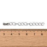 Tarnish Resistant 304 Stainless Steel Chain Extender, Drop, Stainless Steel Color, 56x4mm, Drop: 7x3mm, 100Strand/Set