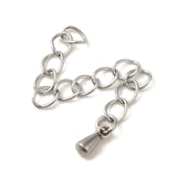 Tarnish Resistant 304 Stainless Steel Chain Extender, Drop, Stainless Steel Color, 56x4mm, Drop: 7x3mm, 100Strand/Set