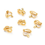 304 Stainless Steel Clip-on Earring Findings, Real 18K Gold Plated, 12x6x9mm, Hole: 1.6mm, 50pc/Set