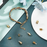 304 Stainless Steel Folding Crimp Ends, Fold Over Crimp Cord Ends, Golden, 10x3x2.5mm, Hole: 1mm, Inner Diameter: 2.5mm, 100pc/Set