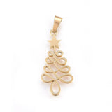 304 Stainless Steel Pendants, Christmas Tree with Star, Golden, 33x16x2mm, Hole: 7x4mm, 10pc/Set