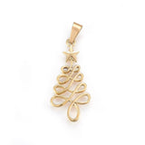 304 Stainless Steel Pendants, Christmas Tree with Star, Golden, 33x16x2mm, Hole: 7x4mm, 10pc/Set