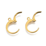 304 Stainless Steel Leverback Earring Findings, with Loop, Ring, Real 24K Gold Plated, 14.5x12x2mm, Hole: 1.2mm, Pin: 1x0.8mm, 100pc/Set