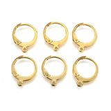 304 Stainless Steel Leverback Earring Findings, with Loop, Ring, Real 24K Gold Plated, 14.5x12x2mm, Hole: 1.2mm, Pin: 1x0.8mm, 100pc/Set