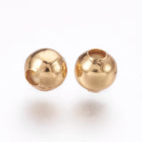 304 Stainless Steel Beads, Round, Real 18k Gold Plated, 5x4.5mm, Hole: 2mm, 500pc/Set