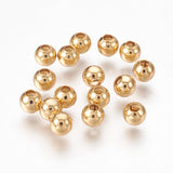 304 Stainless Steel Beads, Round, Real 18k Gold Plated, 5x4.5mm, Hole: 2mm, 500pc/Set