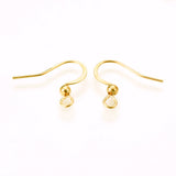 316 Surgical Stainless Steel Earring Hooks, Ear Wire, with Horizontal Loop, Real 18k Gold Plated, 16x16~19.5x3mm, Hole: 2mm, 21 Gauge, Pin: 0.7mm, 200pc/Set