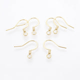 316 Surgical Stainless Steel French Earring Hooks, Flat Earring Hooks, Ear Wire, with Horizontal Loop, Real 18k Gold Plated, 15x16mm, Hole: 2mm, 200pc/Set