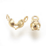 304 Stainless Steel Bead Tips, Calotte Ends, Clamshell Knot Cover, Real 18k Gold Plated, 8x4mm, Hole: 1.2mm, 200pcs/Set