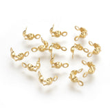 304 Stainless Steel Bead Tips, Calotte Ends, Clamshell Knot Cover, Real 18k Gold Plated, 8x4mm, Hole: 1.2mm, 200pcs/Set