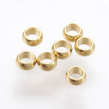 316 Surgical Stainless Steel Crimp Beads, Rondelle, Real 18k Gold Plated, 1.9mm, Hole: 1mm, 300pcs/Set