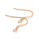 304 Stainless Steel Earrings Hooks, Ear Wire, with Horizontal Loop, Real 18k Gold Plated, 16.5~17.5x17~20mm, Hole: 2mm, 21 Gauge, Pin: 0.7mm, 200pc/Set