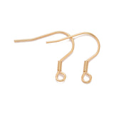 304 Stainless Steel Earrings Hooks, Ear Wire, with Horizontal Loop, Real 18k Gold Plated, 16.5~17.5x17~20mm, Hole: 2mm, 21 Gauge, Pin: 0.7mm, 200pc/Set