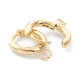 201 Stainless Steel Huggie Hoop Earring Findings, with Horizontal Loop and 316 Surgical Stainless Steel Pin, Real 24K Gold Plated, 16x13.5x2.5mm, Hole: 2.5mm, Pin: 1mm, 10pcs/Set