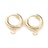 201 Stainless Steel Huggie Hoop Earring Findings, with Horizontal Loop and 316 Surgical Stainless Steel Pin, Real 24K Gold Plated, 16x13.5x2.5mm, Hole: 2.5mm, Pin: 1mm, 10pcs/Set