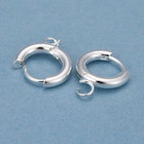 201 Stainless Steel Huggie Hoop Earring Findings, with Horizontal Loop and 316 Surgical Stainless Steel Pin, Silver, 16x13.5x2.5mm, Hole: 2.5mm, Pin: 1mm, 10pcs/Set