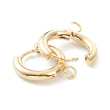 201 Stainless Steel Huggie Hoop Earring Findings, with Horizontal Loop and 316 Surgical Stainless Steel Pin, Real 24K Gold Plated, 18x16x3mm, Hole: 2.5mm, Pin: 1mm, 10pc/Set