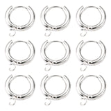 201 Stainless Steel Huggie Hoop Earring Findings, with Horizontal Loop and 316 Surgical Stainless Steel Pin, Silver, 18x16x3mm, Hole: 2.5mm, Pin: 1mm, 10pc/Set