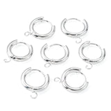 201 Stainless Steel Huggie Hoop Earring Findings, with Horizontal Loop and 316 Surgical Stainless Steel Pin, Silver, 18x16x3mm, Hole: 2.5mm, Pin: 1mm, 10pc/Set