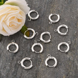 201 Stainless Steel Huggie Hoop Earring Findings, with Horizontal Loop and 316 Surgical Stainless Steel Pin, Silver, 18x16x3mm, Hole: 2.5mm, Pin: 1mm, 10pc/Set