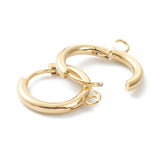 201 Stainless Steel Huggie Hoop Earring Findings, with Horizontal Loop and 316 Surgical Stainless Steel Pin, Real 24K Gold Plated, 19x17x2.5mm, Hole: 2.5mm, Pin: 1mm, 10pcs/Set
