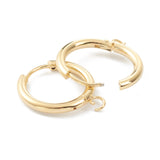 201 Stainless Steel Huggie Hoop Earring Findings, with Horizontal Loop and 316 Surgical Stainless Steel Pin, Real 24K Gold Plated, 21x19x2.5mm, Hole: 2.5mm, Pin: 1mm, 10pcs/Set