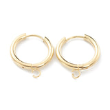 201 Stainless Steel Huggie Hoop Earring Findings, with Horizontal Loop and 316 Surgical Stainless Steel Pin, Real 24K Gold Plated, 21x19x2.5mm, Hole: 2.5mm, Pin: 1mm, 10pcs/Set