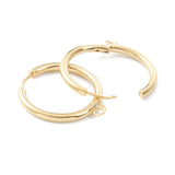 201 Stainless Steel Huggie Hoop Earring Findings, with Horizontal Loop and 316 Surgical Stainless Steel Pin, Real 24K Gold Plated, 29x26x2.5mm, Hole: 2.5mm, Pin: 1mm, 10pc/Set