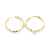 201 Stainless Steel Huggie Hoop Earring Findings, with Horizontal Loop and 316 Surgical Stainless Steel Pin, Real 24K Gold Plated, 29x26x2.5mm, Hole: 2.5mm, Pin: 1mm, 10pc/Set