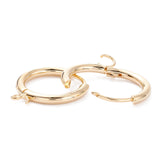 201 Stainless Steel Huggie Hoop Earring Findings, with Horizontal Loop and 316 Surgical Stainless Steel Pin, Real 24k Gold Plated, 20x16x2mm, Hole: 2.5mm, Pin: 1mm, 10pc/Set