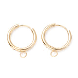 201 Stainless Steel Huggie Hoop Earring Findings, with Horizontal Loop and 316 Surgical Stainless Steel Pin, Real 24k Gold Plated, 20x16x2mm, Hole: 2.5mm, Pin: 1mm, 10pc/Set