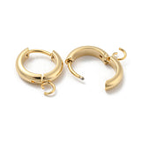 201 Stainless Steel Huggie Hoop Earring Findings, with Horizontal Loop and 316 Surgical Stainless Steel Pin, Real 24K Gold Plated, 11x3mm, Hole: 2.5mm, Pin: 1mm, 10pc/Set