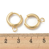 201 Stainless Steel Huggie Hoop Earring Findings, with Horizontal Loop and 316 Surgical Stainless Steel Pin, Real 24K Gold Plated, 11x3mm, Hole: 2.5mm, Pin: 1mm, 10pc/Set