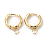 201 Stainless Steel Huggie Hoop Earring Findings, with Horizontal Loop and 316 Surgical Stainless Steel Pin, Real 24K Gold Plated, 11x3mm, Hole: 2.5mm, Pin: 1mm, 10pc/Set