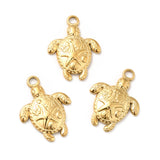 Ion Plating(IP) 201 Stainless Steel Pendants, Tortoise with Starfish Charms, Real 18K Gold Plated, 23.5x18x3mm, Hole: 3mm, 20pc/Set