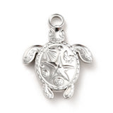 Non-Tarnish 201 Stainless Steel Pendants, Tortoise with Starfish Charms, Stainless Steel Color, 23.5x18x3mm, Hole: 3mm, 20pc/Set